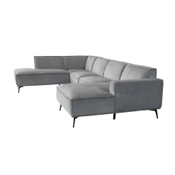 Tower Living Bank Leeds Chaise Longue L 2,5-zits Ottoman R Touch 27 Lichtgrijs