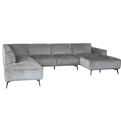 Tower Living Bank Leeds Chaise Longue R 2,5-zits Ottoman L Touch 27 Lichtgrijs
