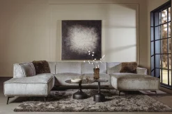 Tower Living Bank Leeds Chaise Longue R 2,5-zits Ottoman L Touch 27 Lichtgrijs