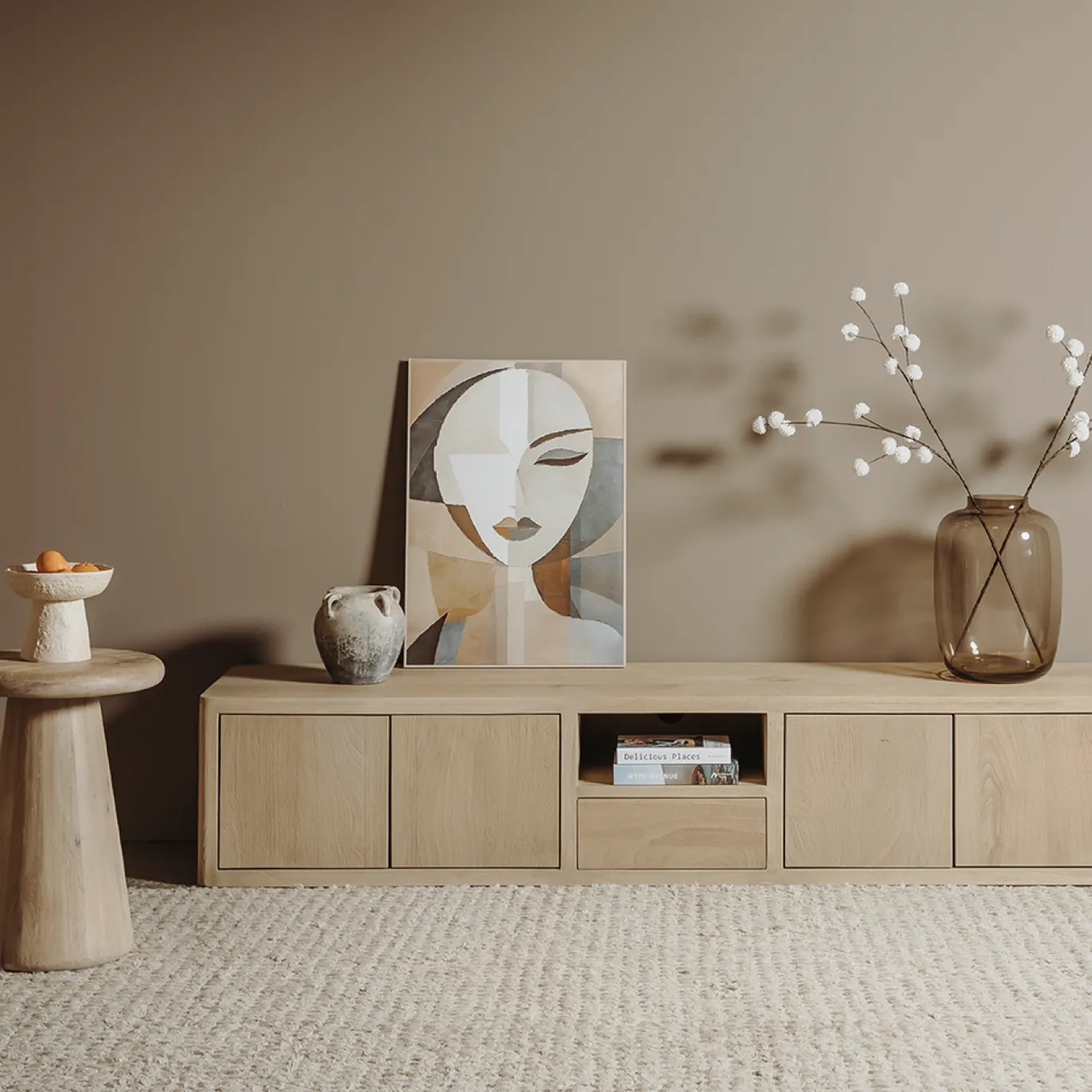 Tower Living Bijzettafel Asti Rond Naturel 40cm
