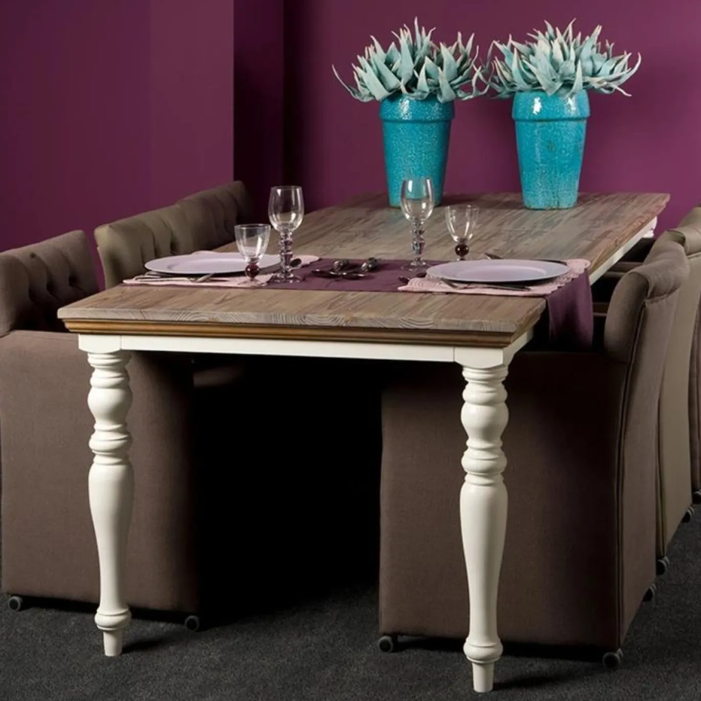 Tower Living Eetkamertafel Fleur Chique 160cm Wit