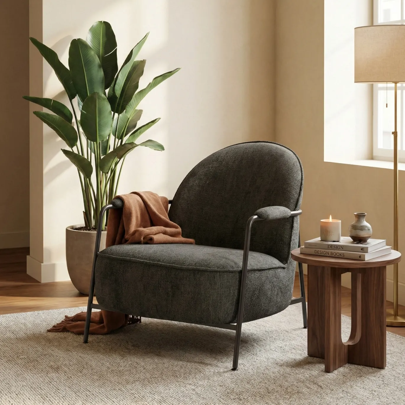 Tower Living Fauteuil Amelia Stof Haga 16 Charcoal