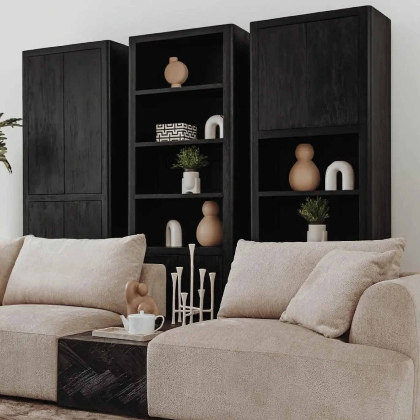 Tower Living Opbergkast Tenna 80cm Zwart Met 2 Open Vakken