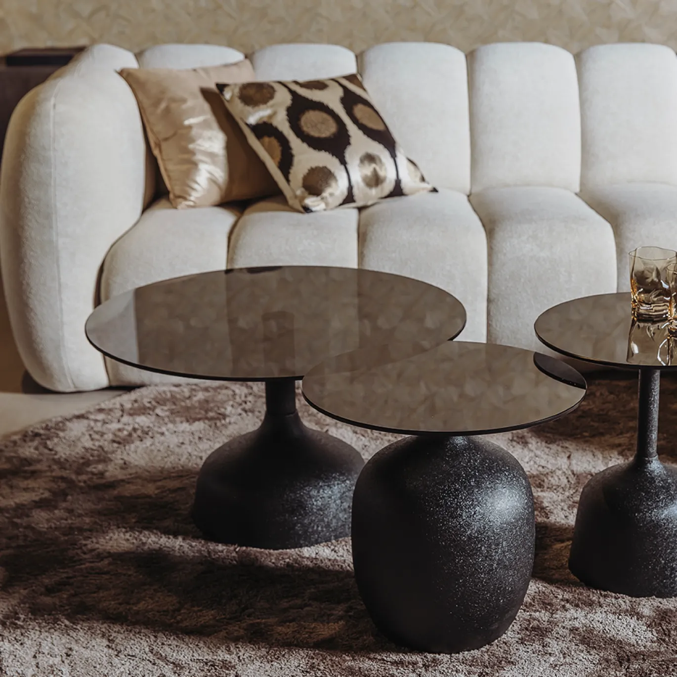 Tower Living Salontafel Elba Glas Zwart Rond 70cm