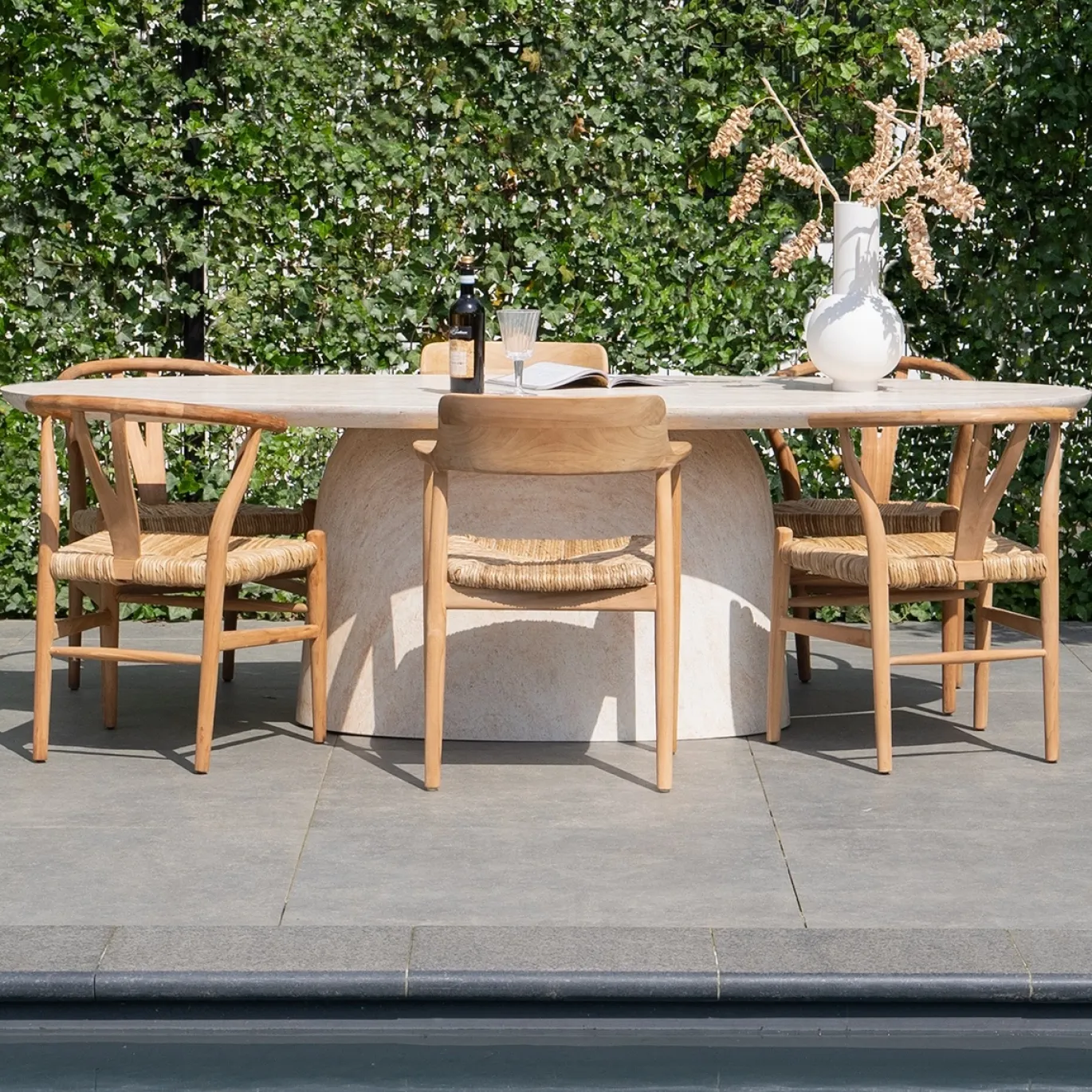 Tuintafel Myrna Ovaal Travertin 300cm - Giga Meubel