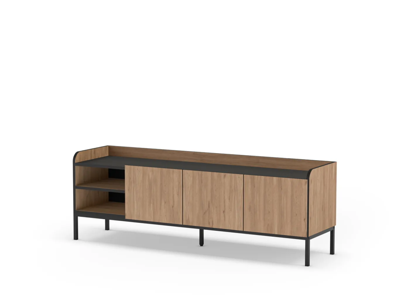 Tv-meubel Adara 3d2v 160cm Naturel/zwart - Giga Meubel