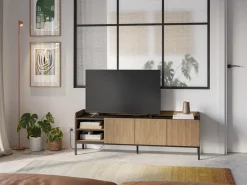 Tv-meubel Adara 3d2v 160cm Naturel/zwart - Giga Meubel