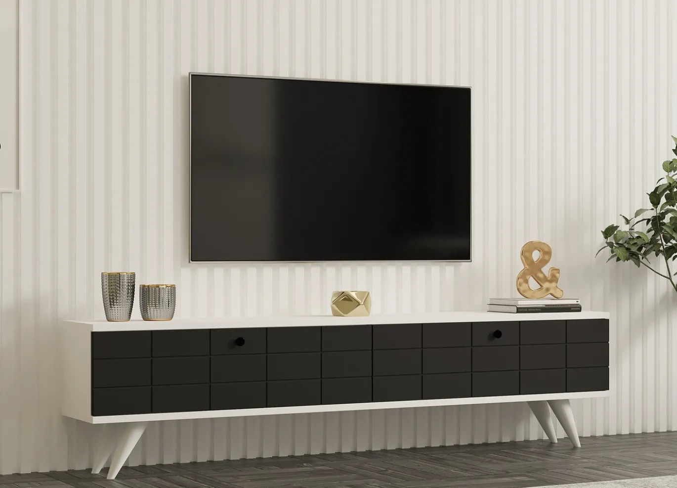 Tv-meubel Alberi Antraciet/Wit 160cm