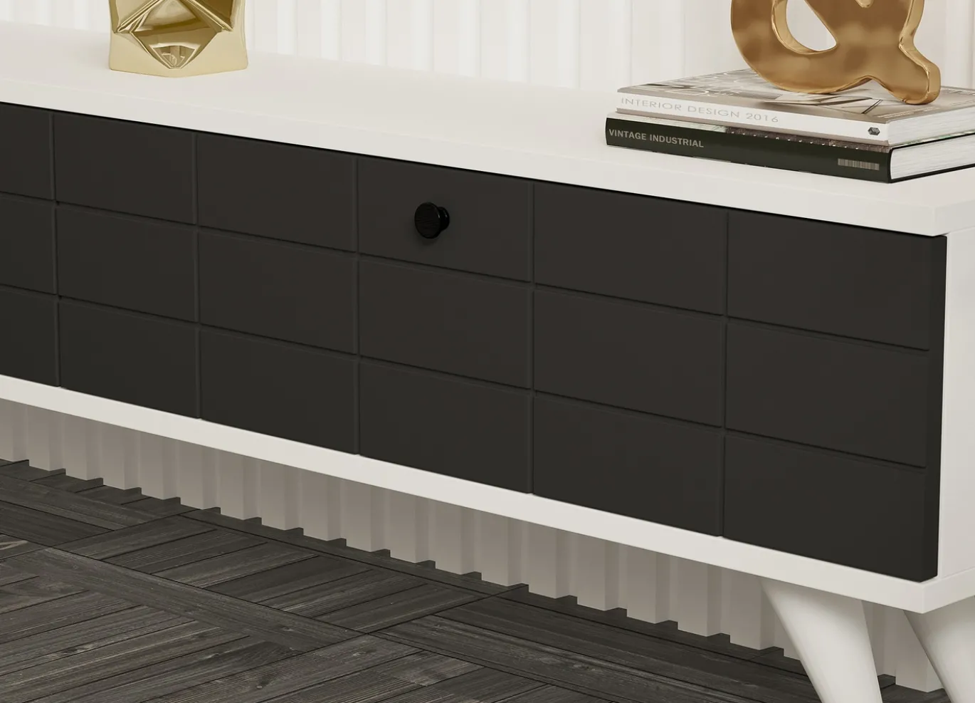 Tv-meubel Alberi Antraciet/Wit 160cm
