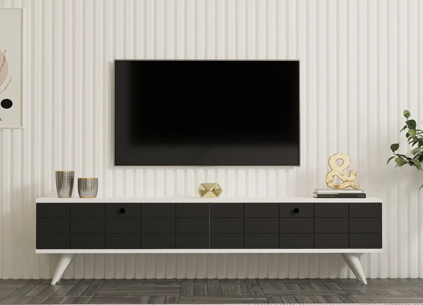 Tv-meubel Alberi Antraciet/Wit 160cm
