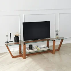 Tv-meubel Amalfi Glas/Walnoot 160cm