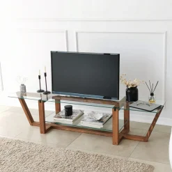 Tv-meubel Amalfi Glas/Walnoot 160cm