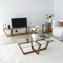 Tv-meubel Amalfi Glas/Walnoot 160cm