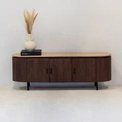 Tv-meubel Amber Donkerbruin Travertin 160cm - Giga Meubel
