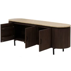 Tv-meubel Amber Donkerbruin Travertin 160cm - Giga Meubel