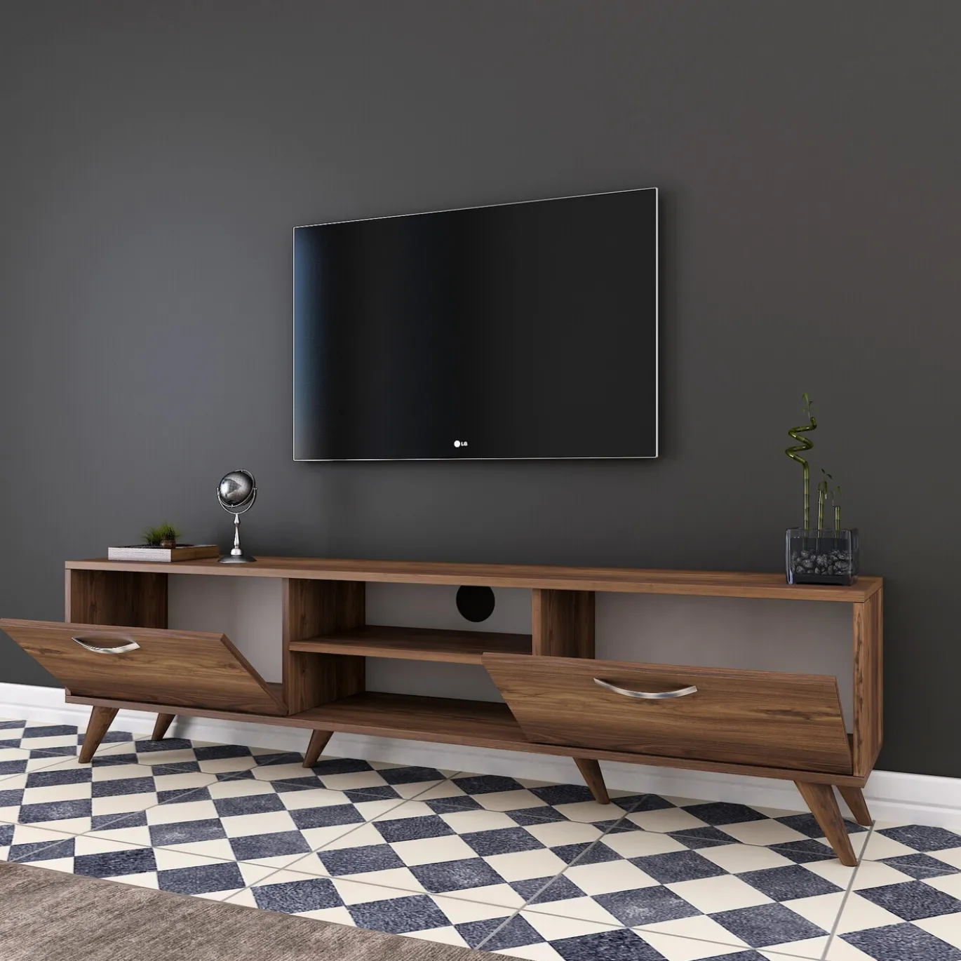 Tv-Meubel Amokh Melamine Walnoot
