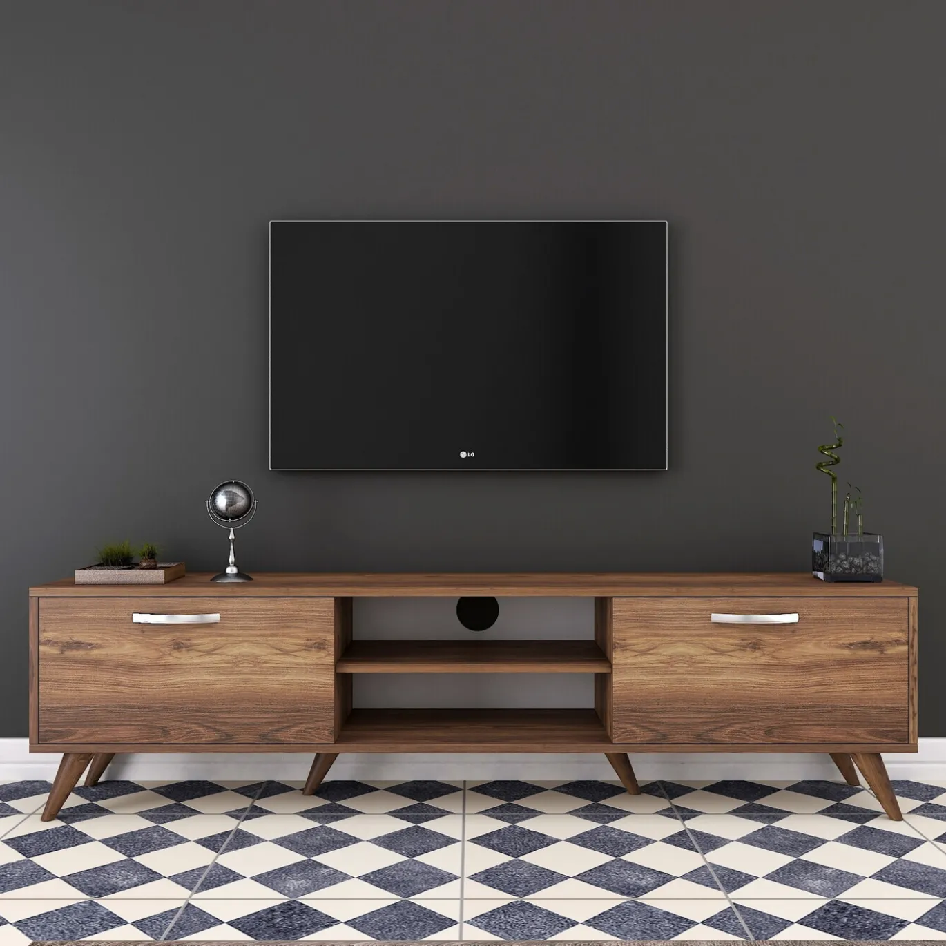 Tv-Meubel Amokh Melamine Walnoot