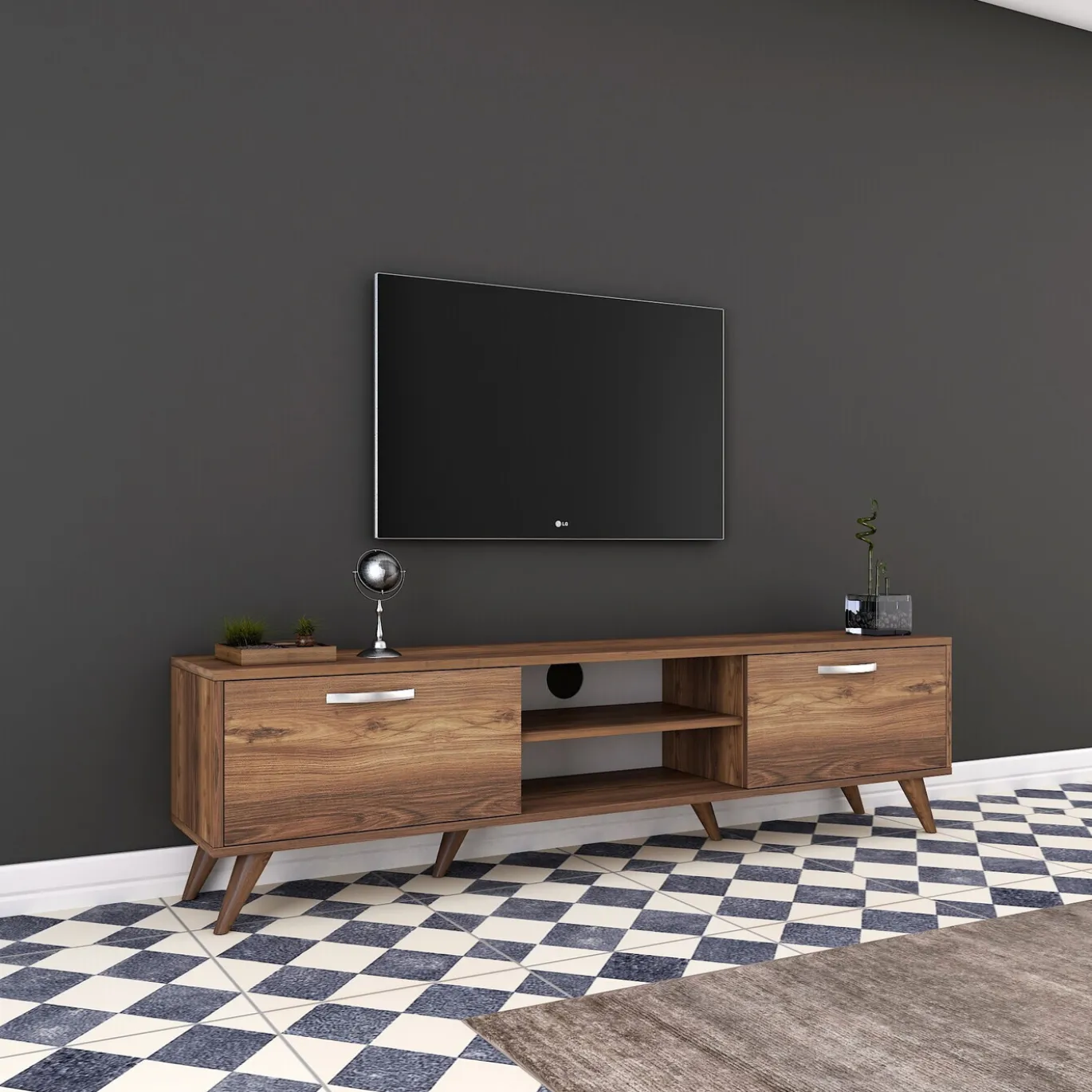 Tv-Meubel Amokh Melamine Walnoot