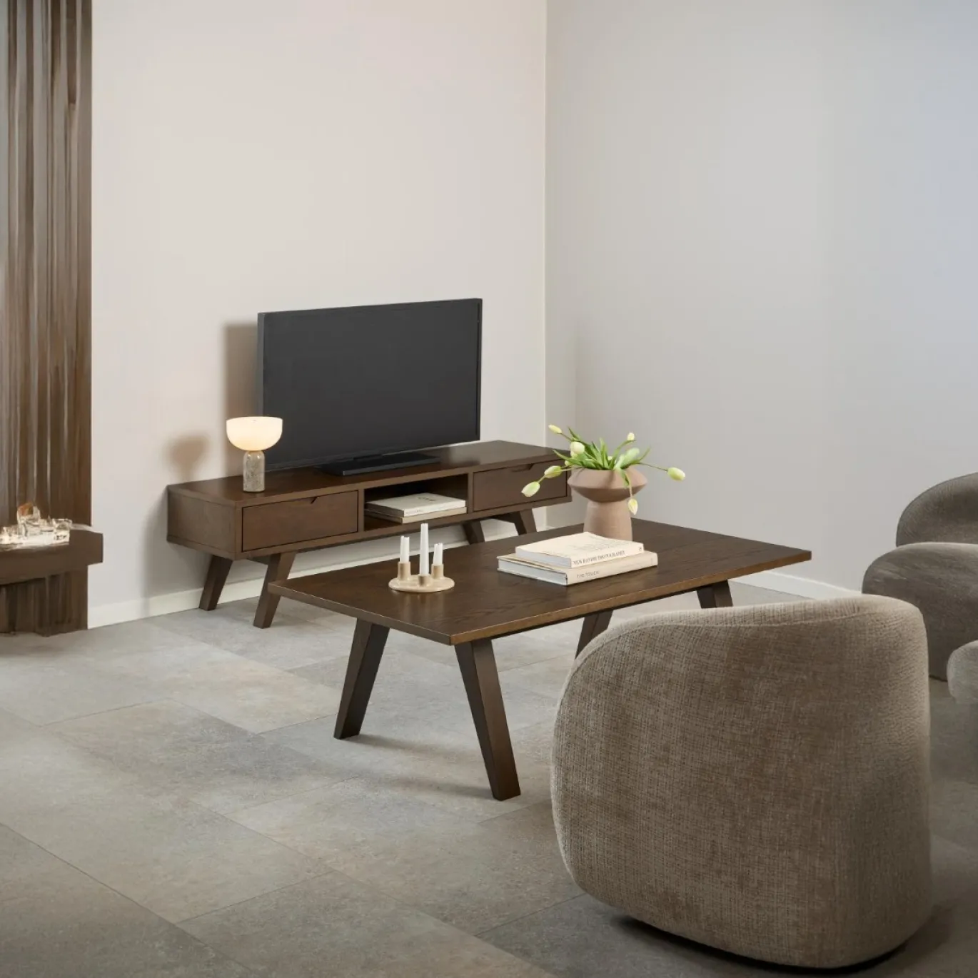Tv-meubel Annie Eikenfineer Smoke 150cm - Giga Living
