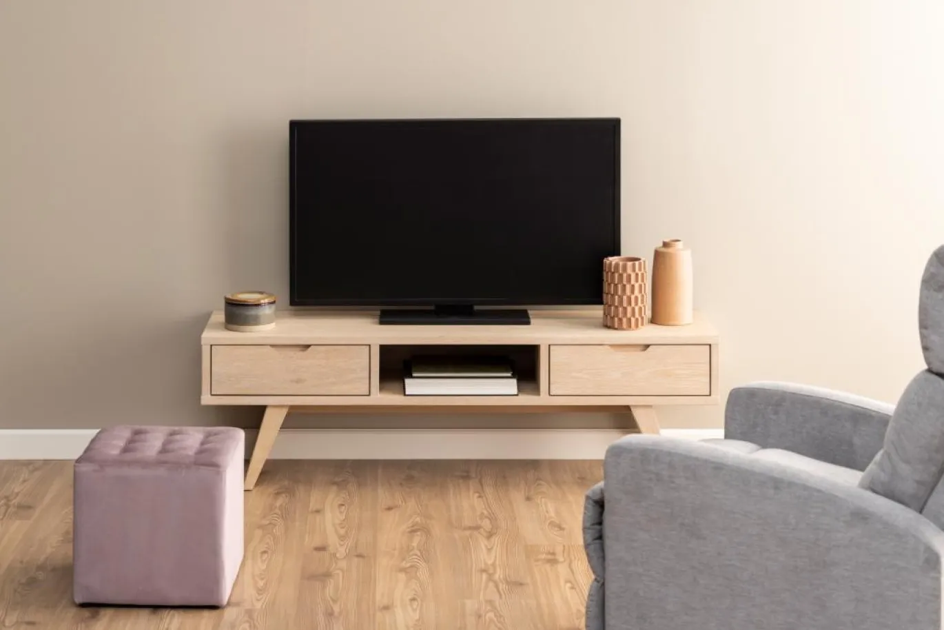 Tv-meubel Annie Eikenfineer Wit 150cm - Giga Living