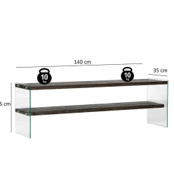 Tv-meubel Aqua Antraciet/Glas 140cm