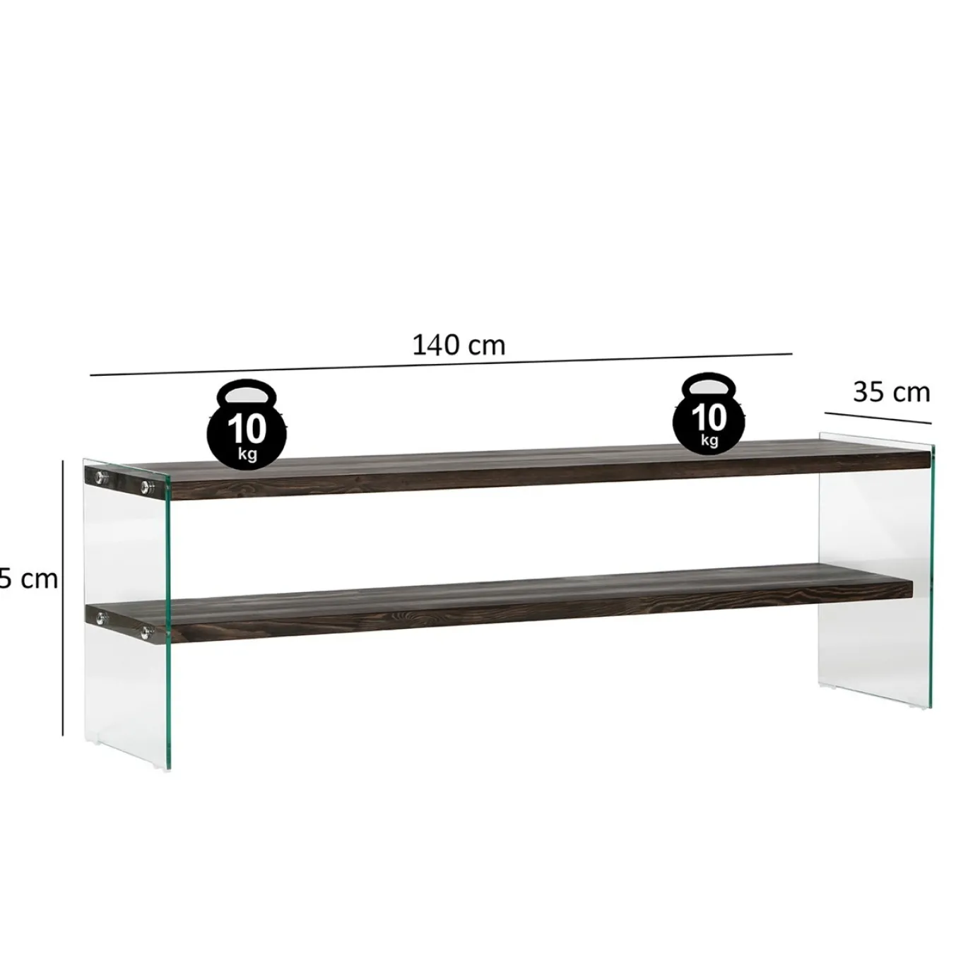 Tv-meubel Aqua Antraciet/Glas 140cm