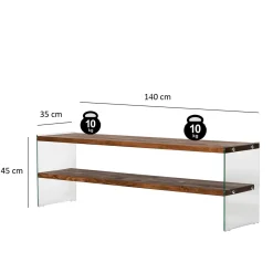 Tv-meubel Aqua Bruin/Glas 140cm