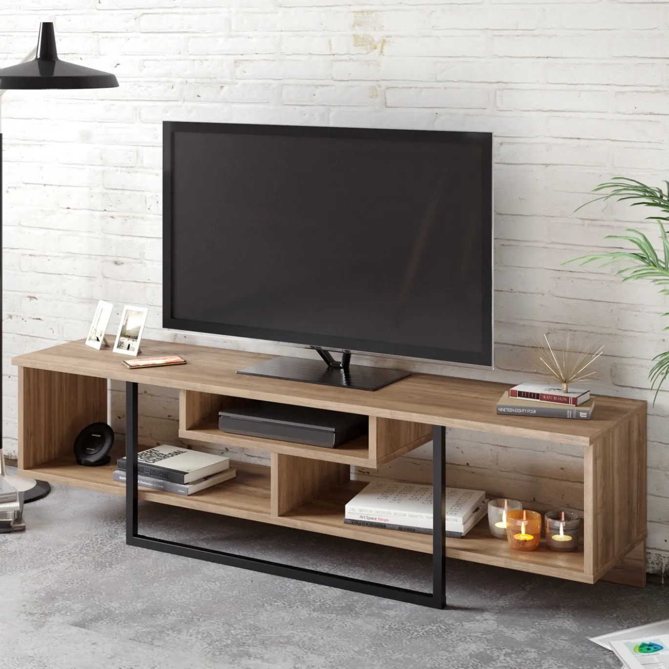 Tv-meubel Asal Walnoot/Zwart 150cm