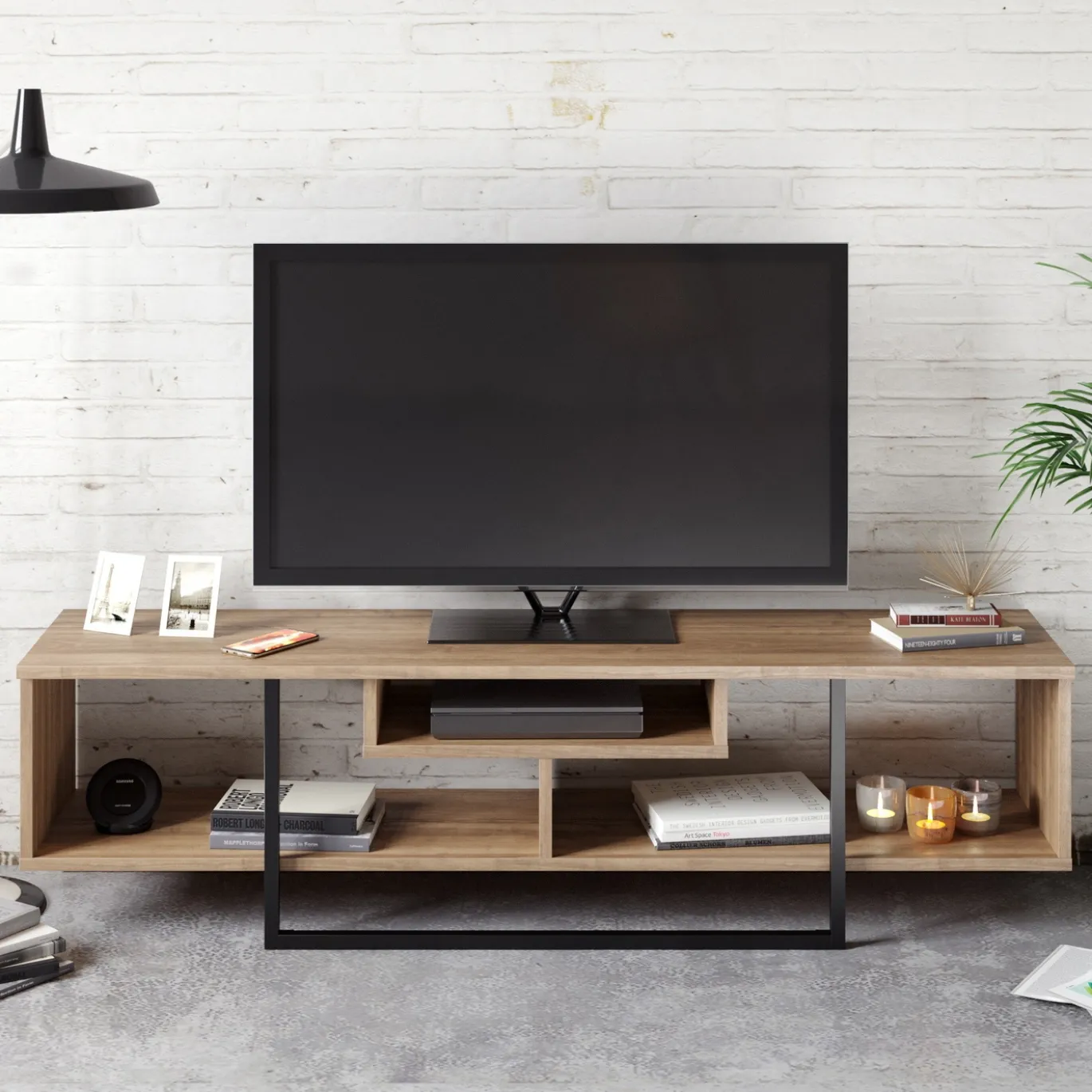 Tv-meubel Asal Walnoot/Zwart 150cm