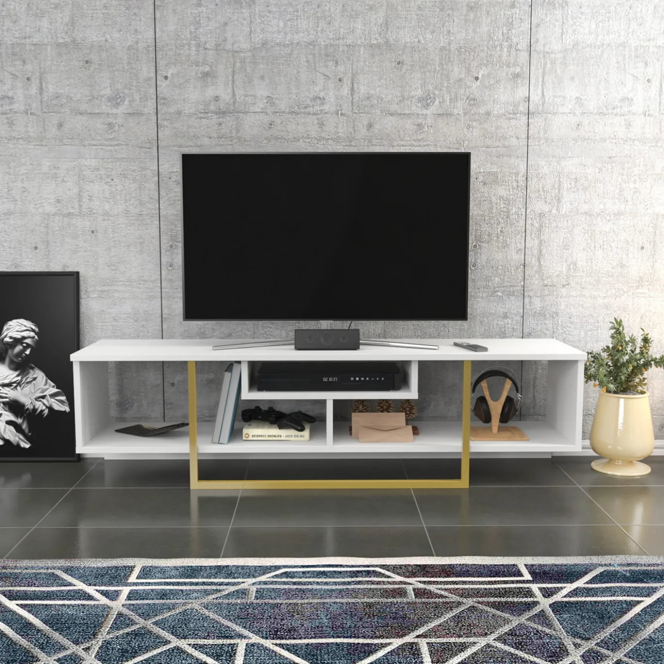 Tv-meubel Asal Wit/Goud 150cm
