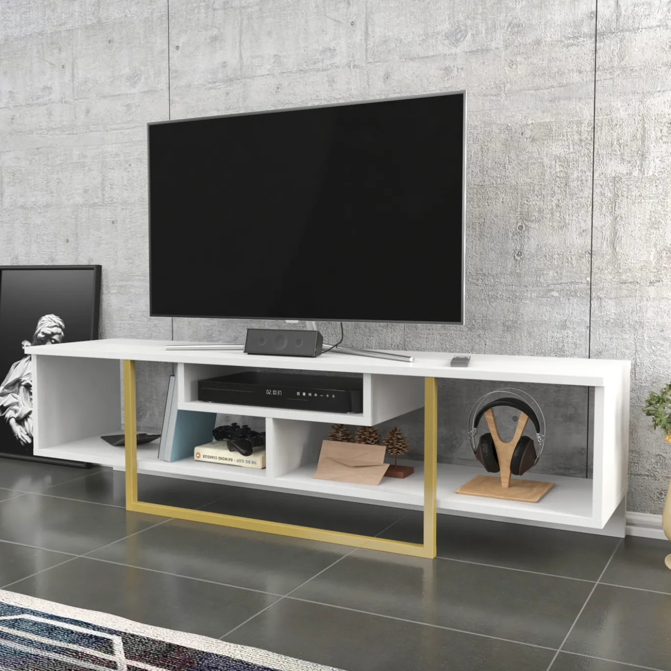 Tv-meubel Asal Wit/Goud 150cm