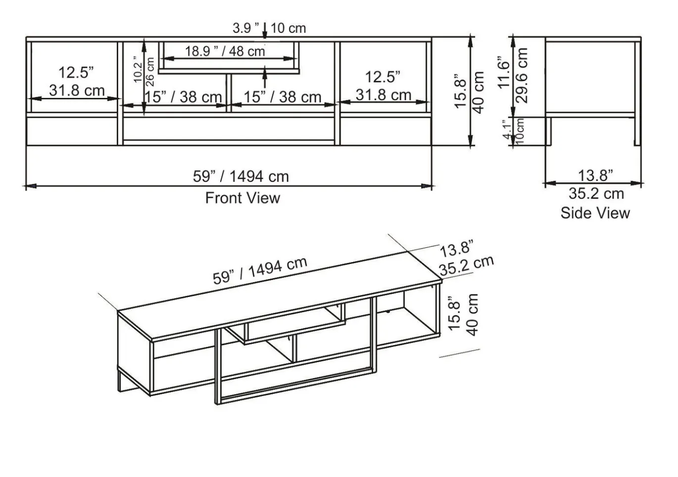 Tv-meubel Asal Wit/Goud 150cm