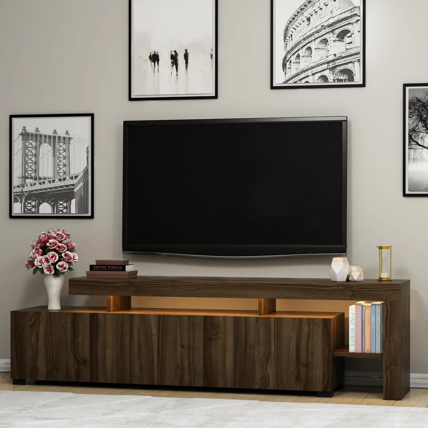 Tv-meubel Beliz Walnoot Incl. LED