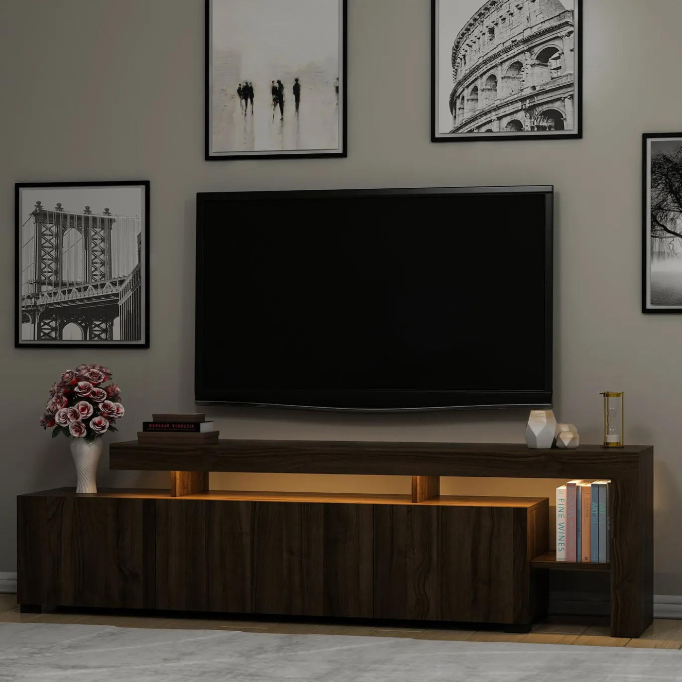 Tv-meubel Beliz Walnoot Incl. LED