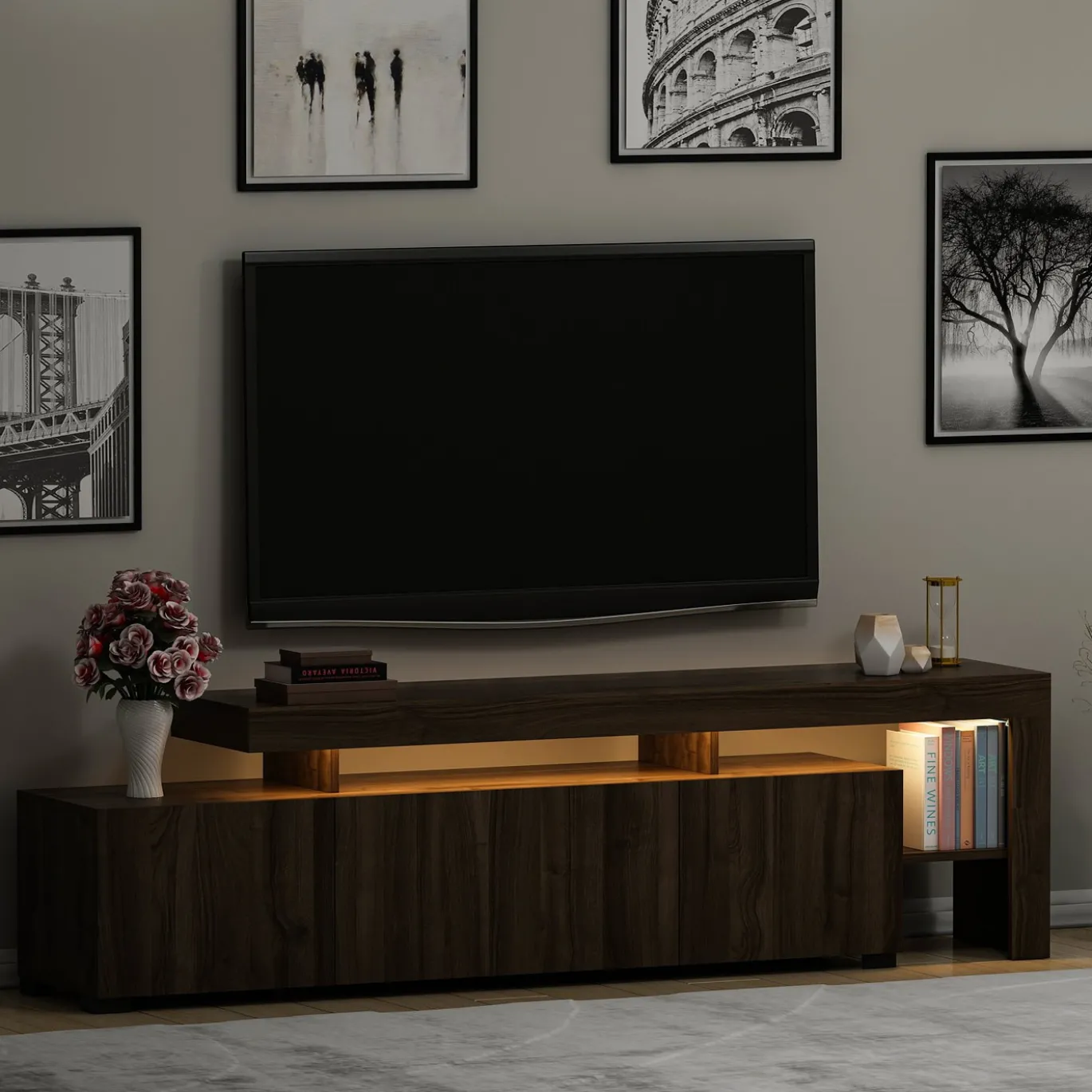 Tv-meubel Beliz Walnoot Incl. LED
