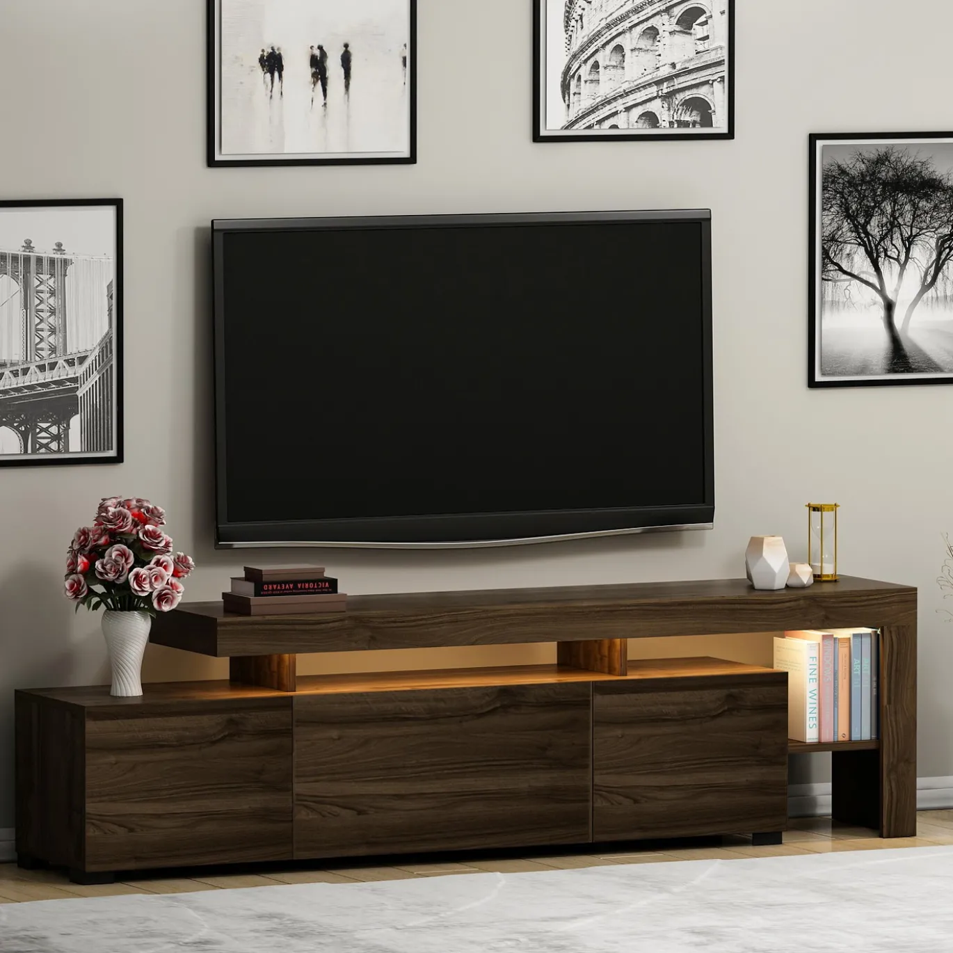 Tv-meubel Beliz Walnoot Incl. LED