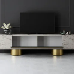 Tv-meubel Bohem Travertinlook/Goud 180cm