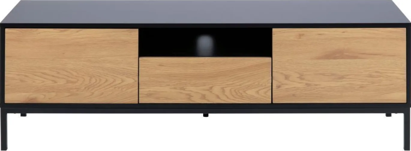 Tv-meubel Bronx MDF Zwart/Naturel 140cm - Giga Living