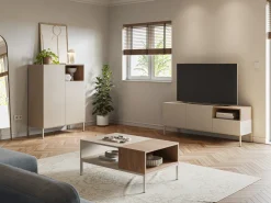 Tv-meubel Cailin 2d1dr1h 140cm Crème/Naturel Metaal - Giga Meubel