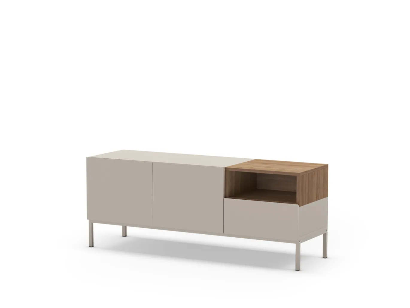 Tv-meubel Cailin 2d1dr1h 140cm Crème/Naturel Metaal - Giga Meubel