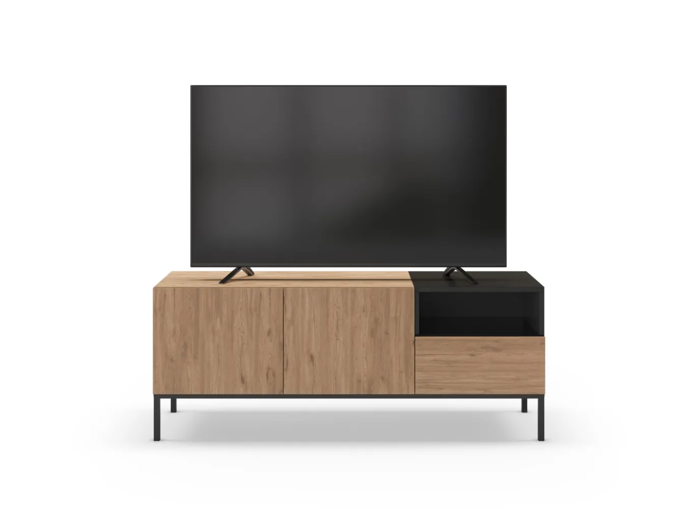 Tv-meubel Cailin 2d1dr1h 140cm Naturel/zwart - Giga Meubel
