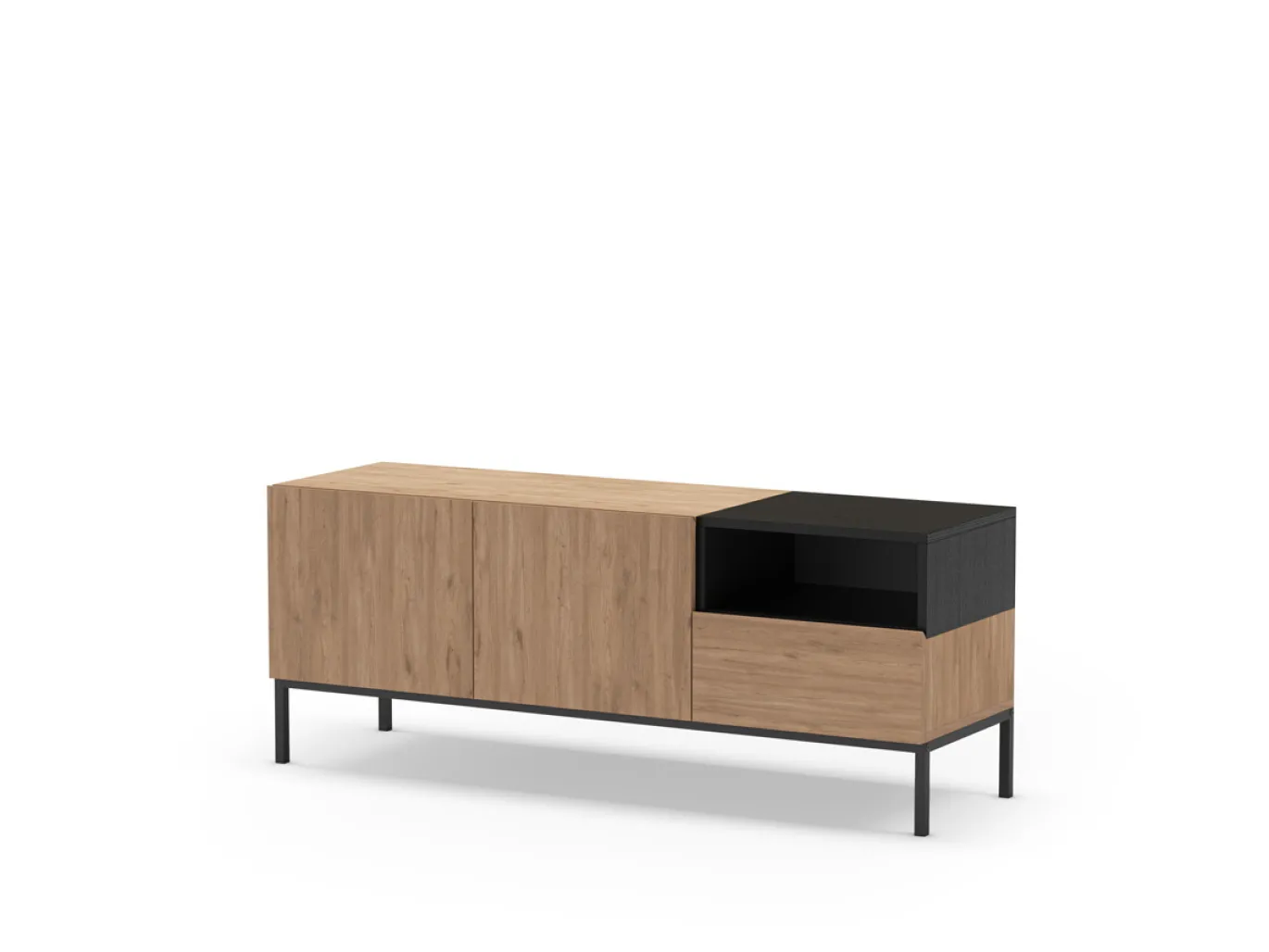 Tv-meubel Cailin 2d1dr1h 140cm Naturel/zwart - Giga Meubel
