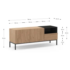 Tv-meubel Cailin 2d1dr1h 140cm Naturel/zwart - Giga Meubel