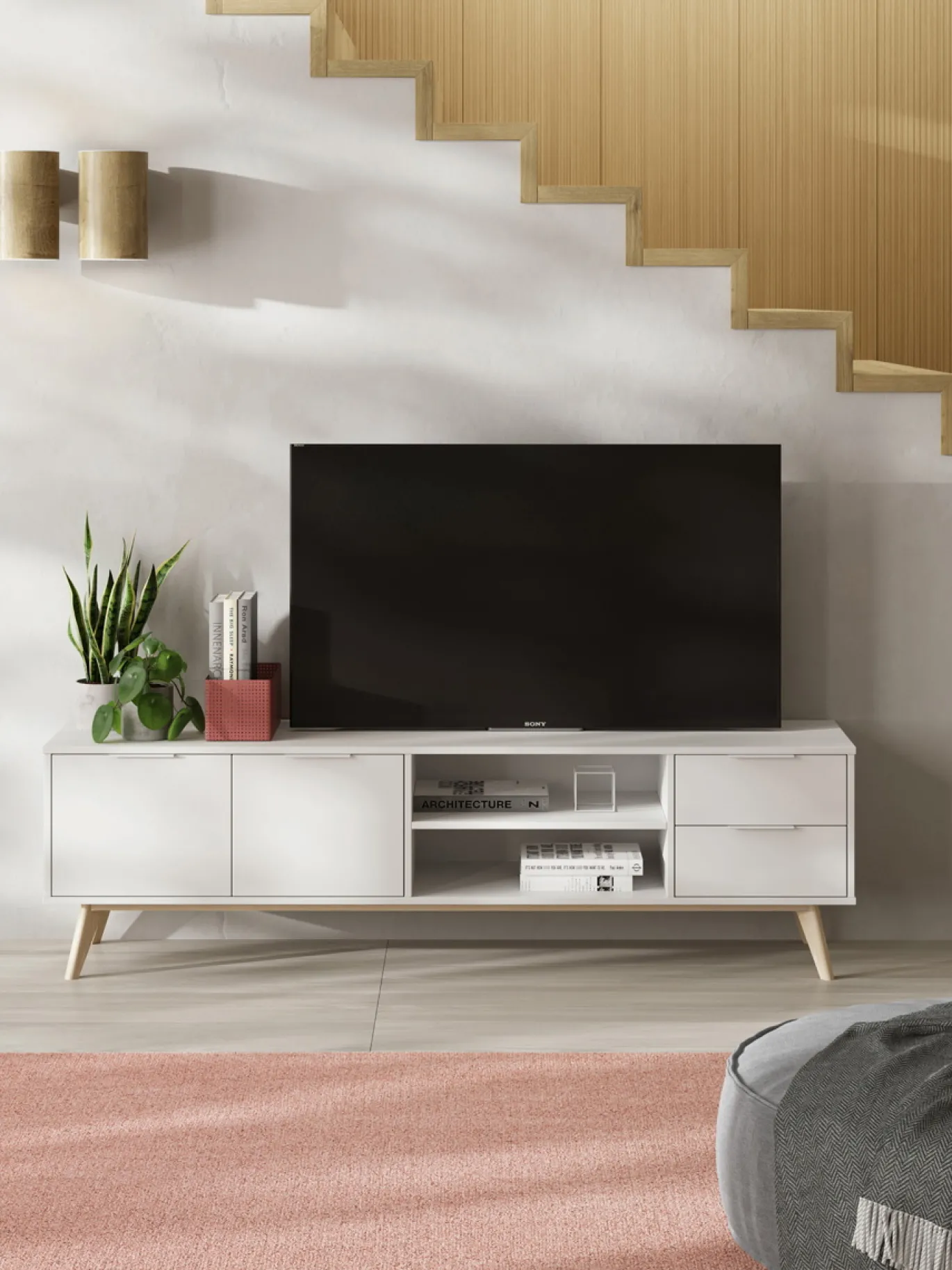 Tv-meubel Campus 2d2L2v Wit Wax - Giga Meubel