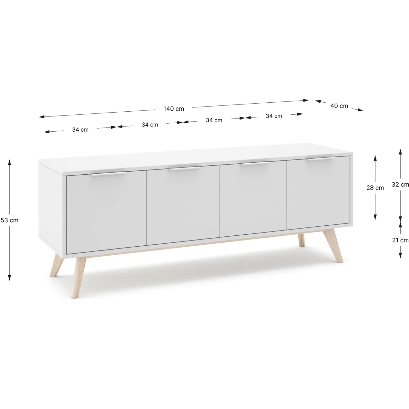 Tv-meubel Campus 4d Wit Wax - Giga Meubel