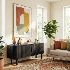 Tv-meubel Cavo Zwart Eiken 160cm - Giga Living