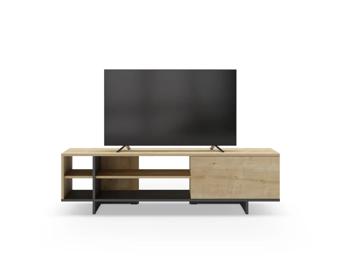 Tv-meubel Cequoia 1d4s Eiken/silky Zwart - Giga Meubel