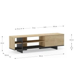 Tv-meubel Cequoia 1d4s Eiken/silky Zwart - Giga Meubel