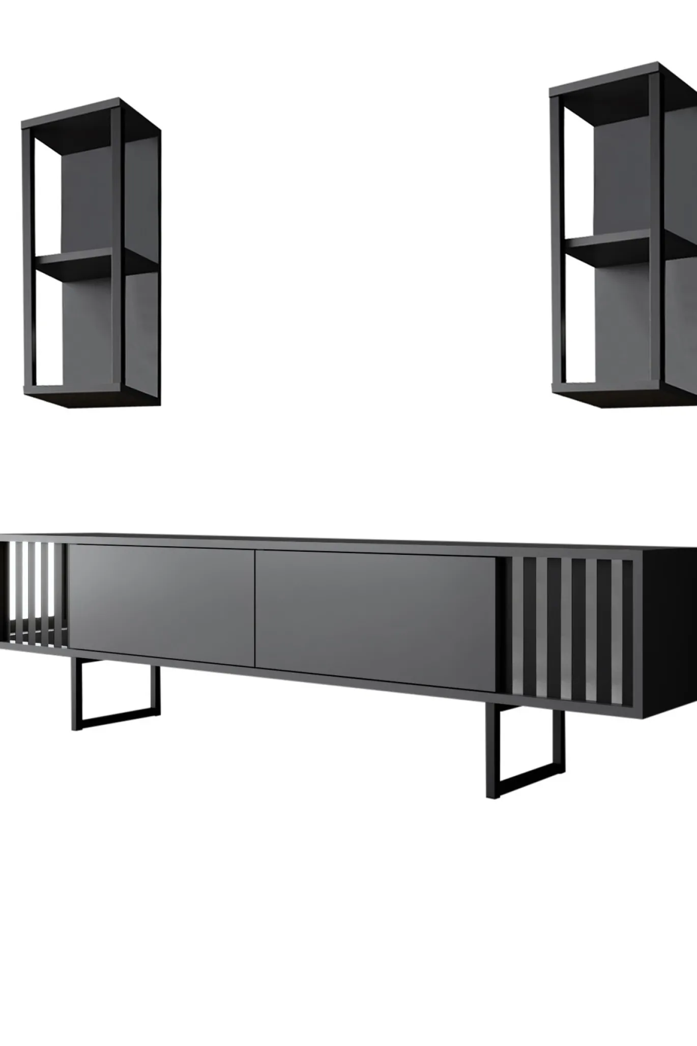Tv-meubel Chrome Line Antraciet met Wandschappen