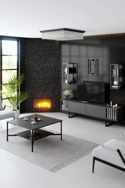 Tv-meubel Chrome Line Antraciet met Wandschappen